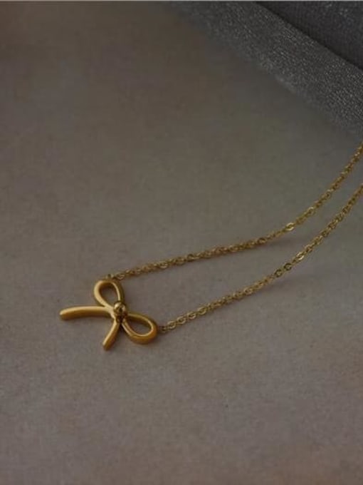 A TEEM Titanium Bowknot Minimalist Pendant Necklace 1