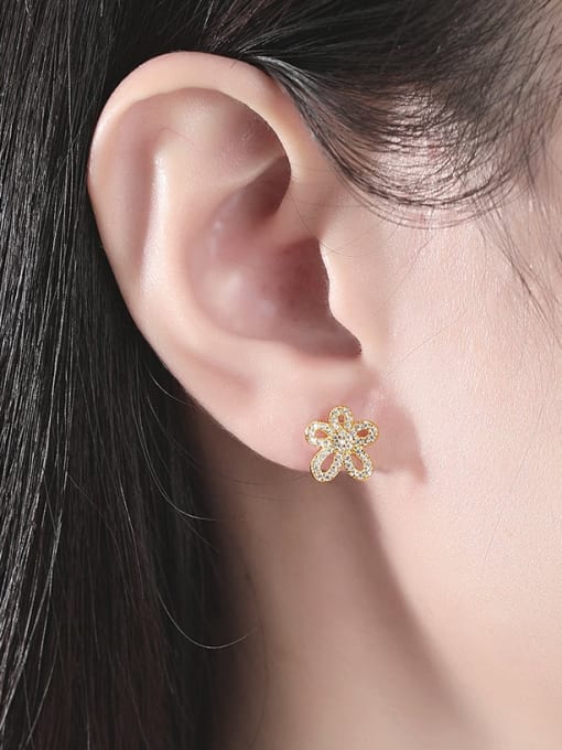 CCUI 925 Sterling Silver Cubic Zirconia Flower Cute Stud Earring 1