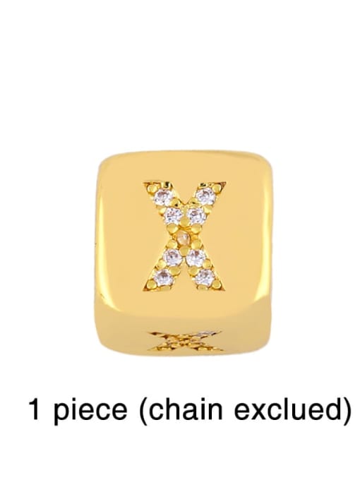 X Brass Cubic Zirconia square  Letter Minimalist Adjustable Bracelet