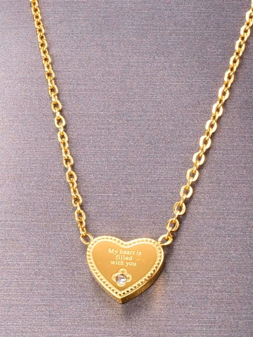 A TEEM Titanium Rhinestone Letter Minimalist heart Pendant Necklace 0