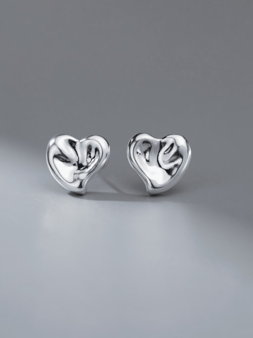 silver 925 Sterling Silver Heart Vintage Stud Earring