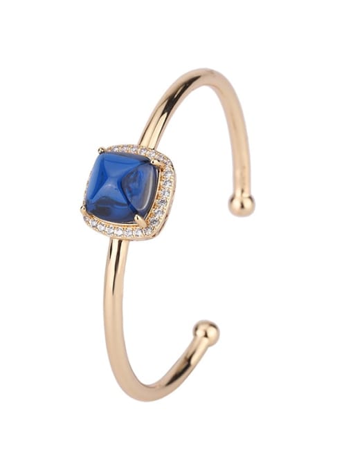 Blue treasure bracelet Brass Cubic Zirconia Geometric Luxury Cuff Bangle