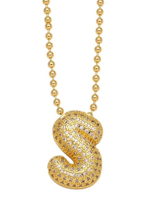 S Brass Cubic Zirconia Letter Vintage Necklace