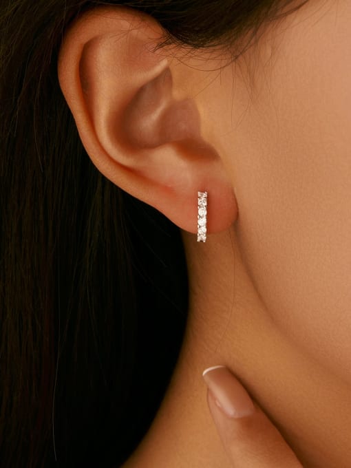 MODN 925 Sterling Silver Cubic Zirconia Geometric Dainty Huggie Earring 1