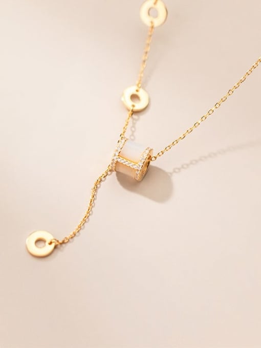 Gold 925 Sterling Silver Geometric Minimalist Lariat Necklace