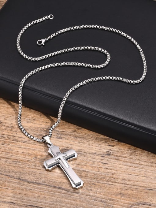 Steel pendant with matching chain Stainless steel Cross Minimalist Regligious Necklace