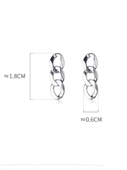 Rosh 925 Sterling Silver Hollow Geometric Chain Minimalist Drop Earring 3