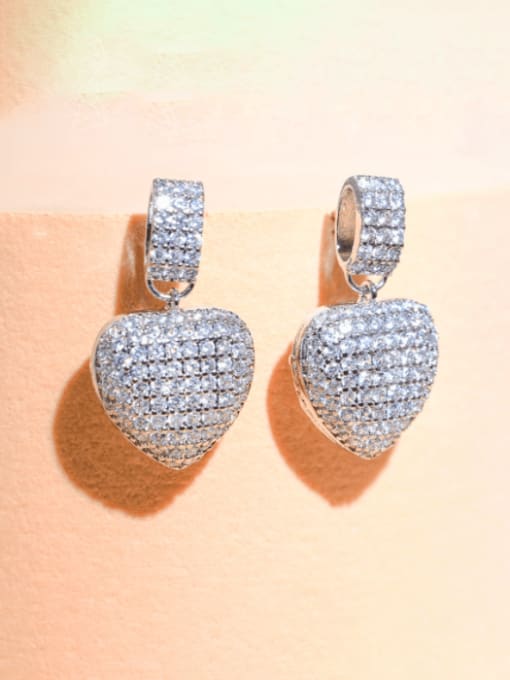 L.WIN Brass Cubic Zirconia Heart Luxury Stud Earring 0
