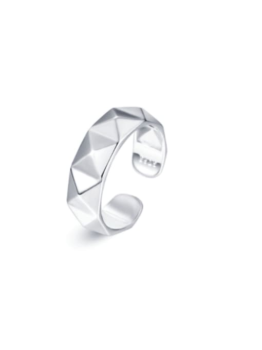 Boomer Cat 925 Sterling Silver With Platinum Plated Simplistic Irregular Free Size Rings