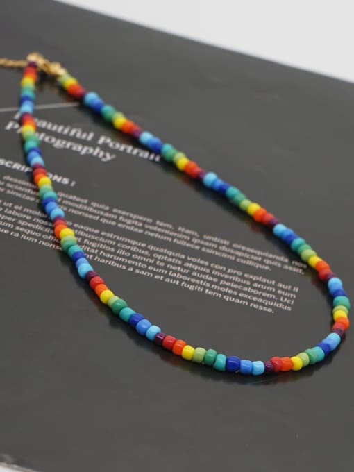 Roxi Stainless steel Multi Color Miyuki beads  Round Bohemia Pure handmade Necklace 1