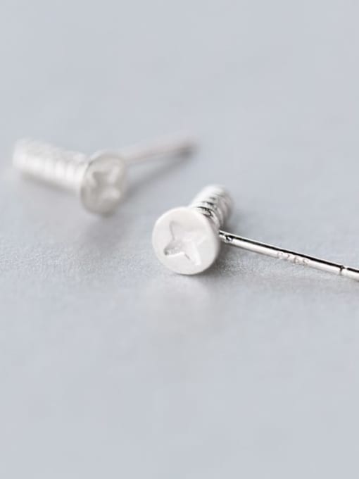 Rosh 925 Sterling Silver  Minimalist  Irregular Screws Stud Earring 1