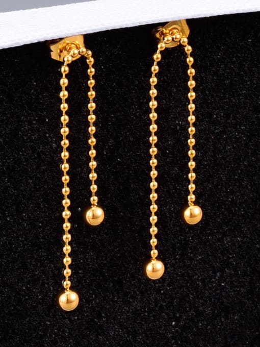 A TEEM Titanium Minimalist peas round beads tassel earrings 1