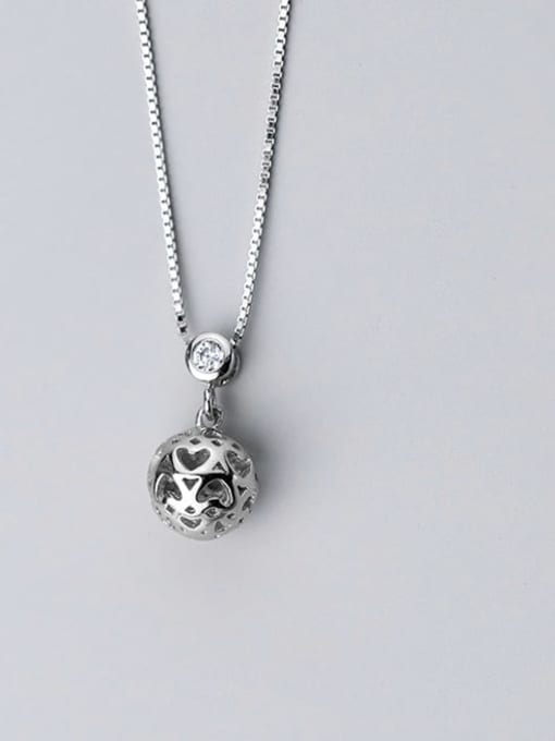 Rosh 925 sterling silver Heart hollow round ball pendant necklace 0