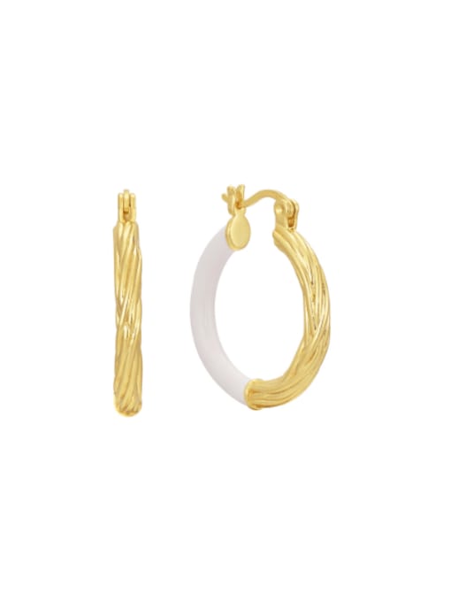 Gold Dropping Oil Earrings Brass Enamel Geometric Minimalist Huggie Earring
