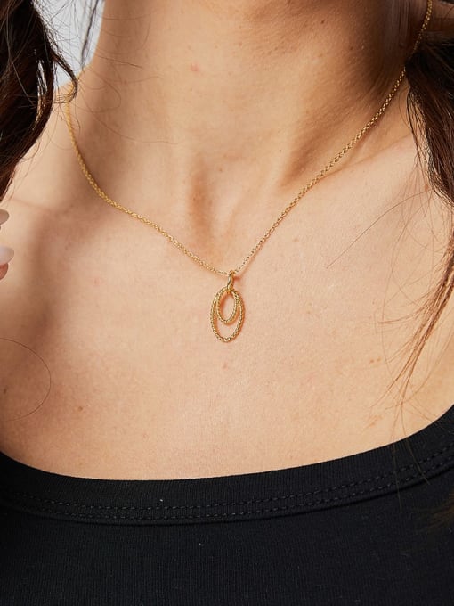 CHARME Brass Gold Fried Dough Twist Double Ring Necklace 1