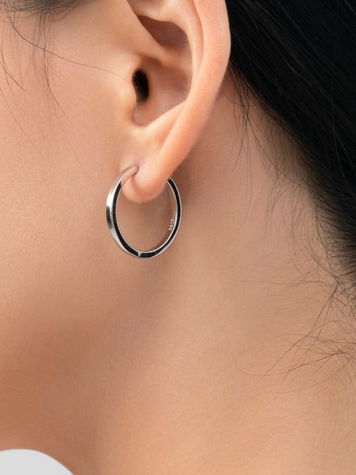 MODN 925 Sterling Silver Geometric Minimalist Hoop Earring 1