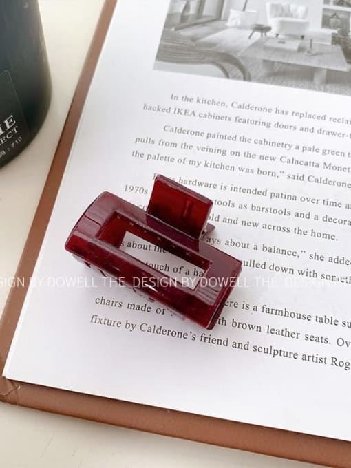 Wine red square Trend Geometric Alloy Resin Jaw Hair Claw