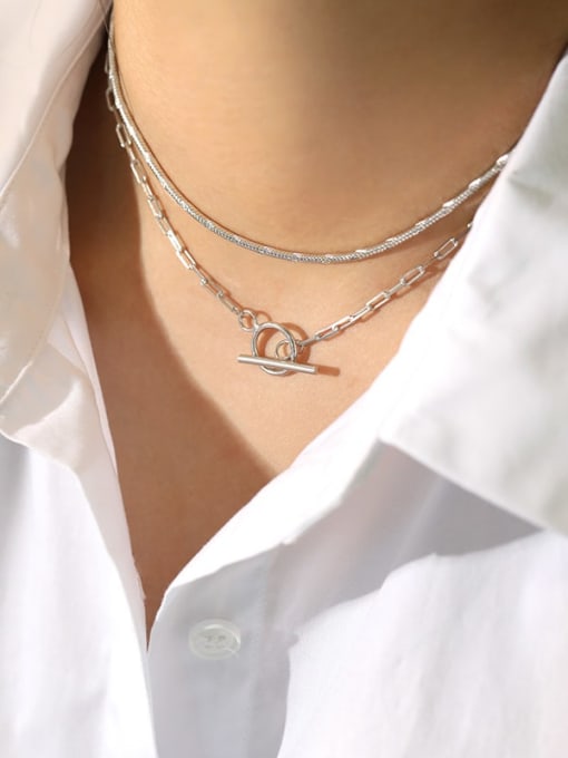 DAKA 925 Sterling Silver irregular minimalist Snake Chain Necklace 3