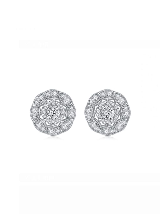 Platinum 925 Sterling Silver Cubic Zirconia Flower Classic Stud Earring