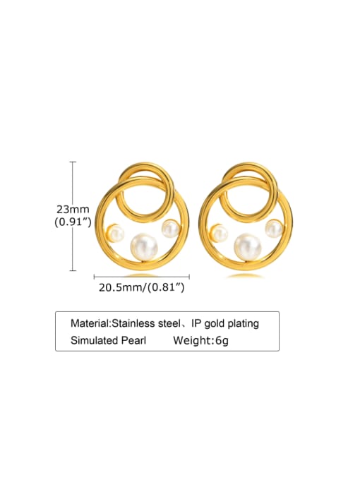 CONG Titanium Steel Imitation Pearl Geometric Minimalist Hoop Earring 2