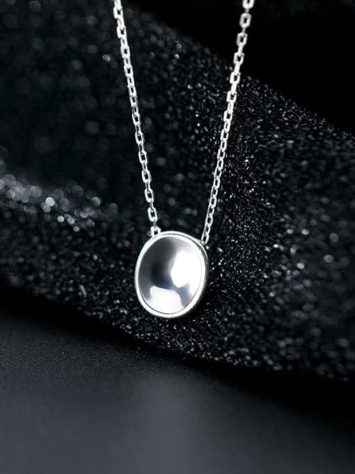 Rosh 925 sterling silver simple smooth round Pendant Necklace 2