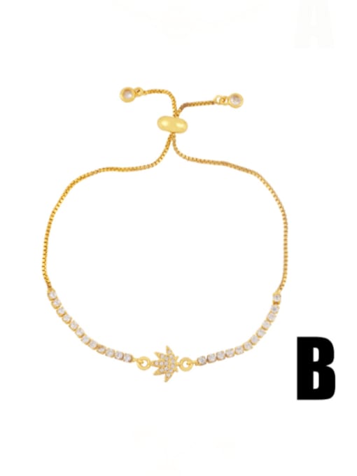 B Brass Cubic Zirconia Smiley Minimalist Adjustable Bracelet