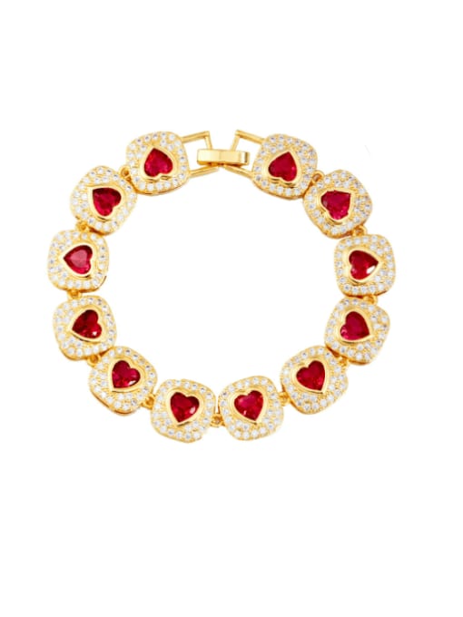 L.WIN Brass Cubic Zirconia Geometric Heart Luxury Bracelet 1