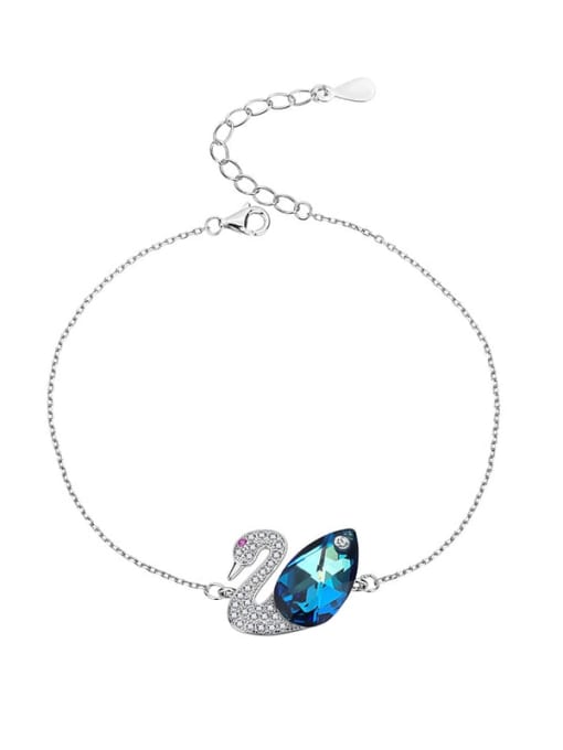 JYSL 004 (blue gradient) 925 Sterling Silver Austrian Crystal Swan Classic Bracelet
