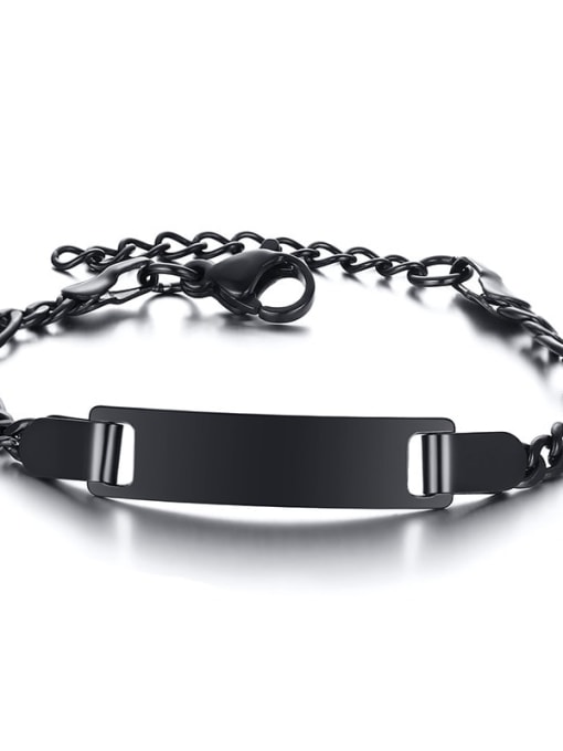 Add black 16 +5cm Stainless steel Geometric Minimalist Link Bracelet