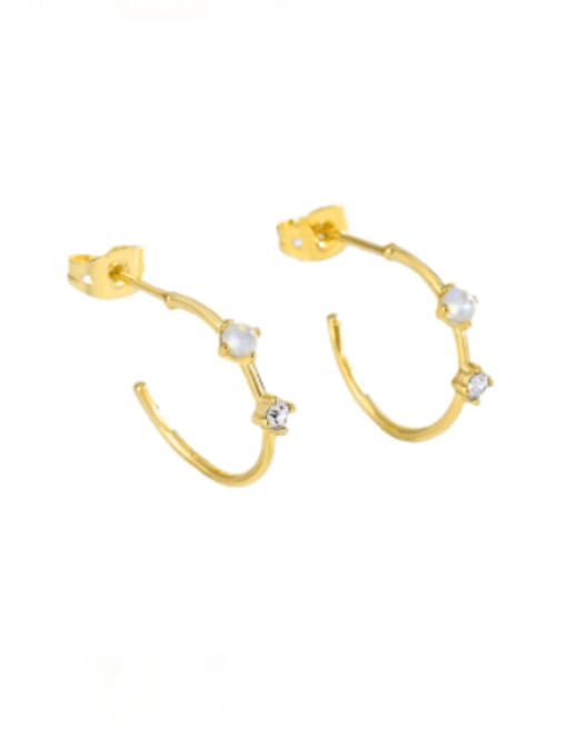 Gold imitation Aobao ear ring Brass Cubic Zirconia Geometric Minimalist Stud Earring