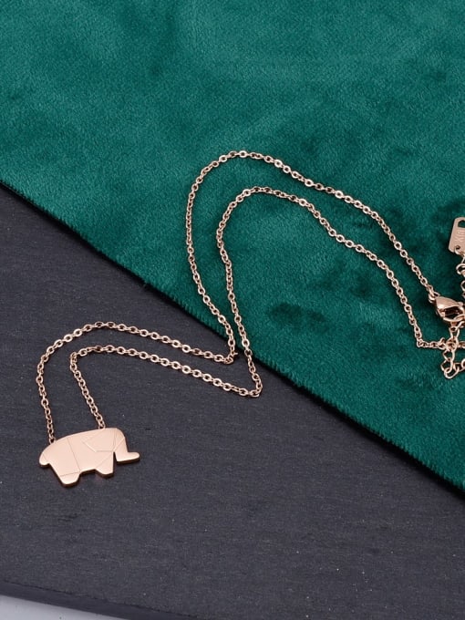 A TEEM Titanium smooth  Elephant Minimalist pendant Necklace 2