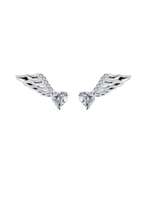 RINNTIN 925 Sterling Silver Cubic Zirconia Wing Cute Stud Earring 0