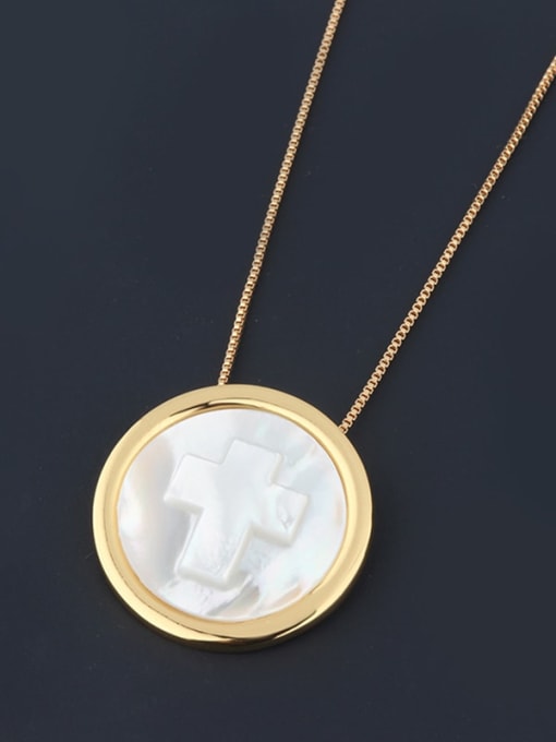 gold Copper Shell Cross Minimalist Pendant Necklace