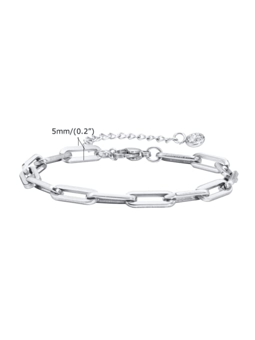 Steel color 16+ 5cm Stainless steel Geometric  Chain Hip Hop Link Bracelet