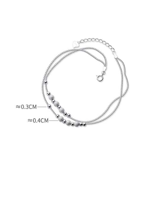 Rosh 925 Sterling Silver Round beads double anklet 3