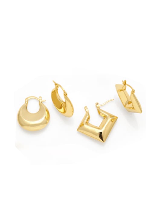 CC Brass Geometric Minimalist Huggie Earring 0