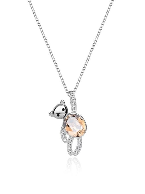 JYXZ 094 (gold) 925 Sterling Silver Austrian Crystal Bear Classic Necklace