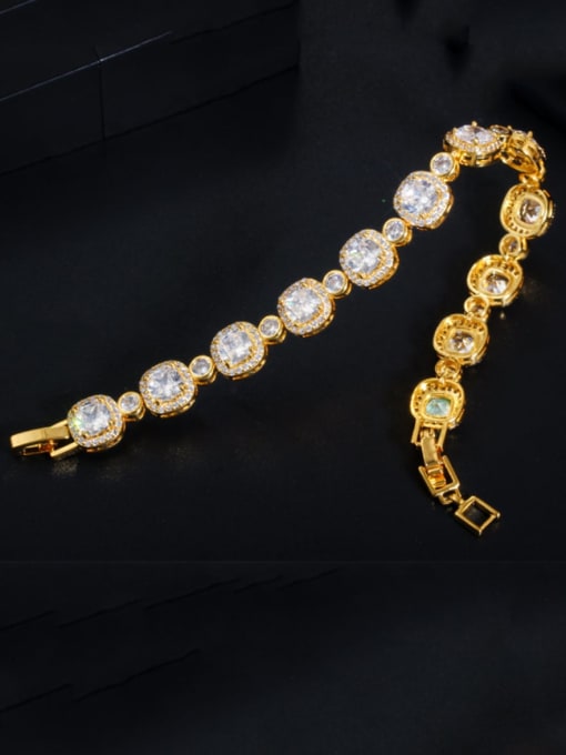 gold Copper Cubic Zirconia Geometric Dainty Bracelet