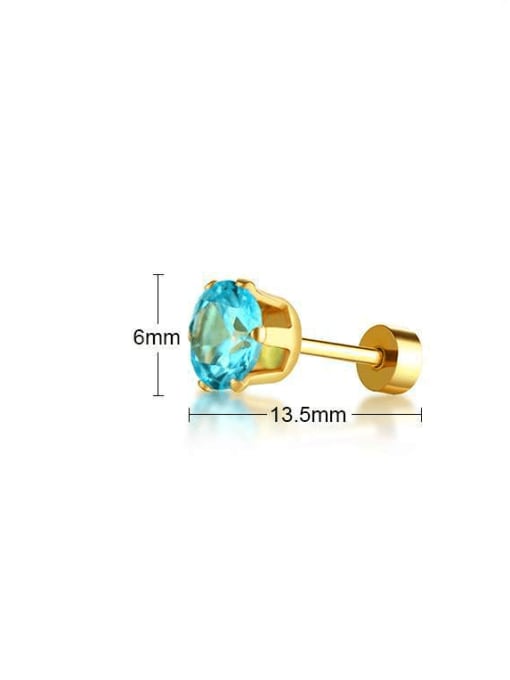Light blue (single) Titanium Steel Cubic Zirconia Geometric Minimalist Stud Earring((Single-Only One)