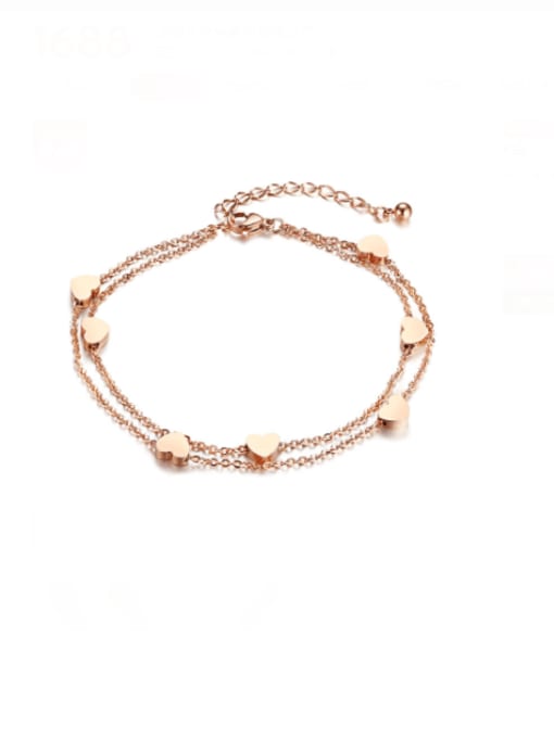 rose gold Titanium Steel Heart Minimalist Strand Bracelet