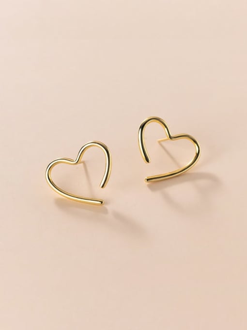 Rosh 925 Sterling Silver Hollow Heart Minimalist Stud Earring 0