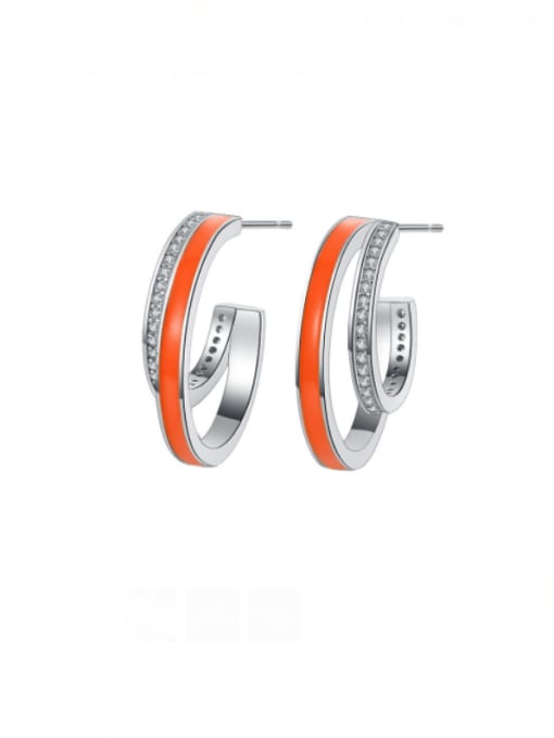 KDP-Silver 925 Sterling Silver Enamel Geometric Minimalist Stud Earring 0