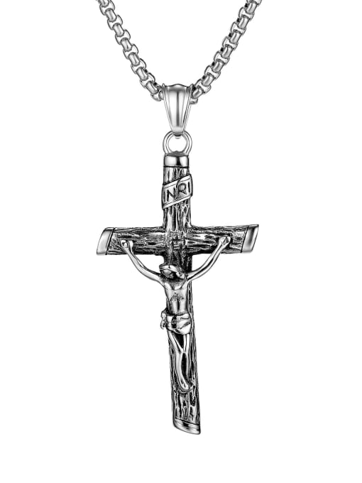 GX1668 Steel Pendant +Chain 3mm*55cm Stainless steel Cross Hip Hop Regligious Necklace