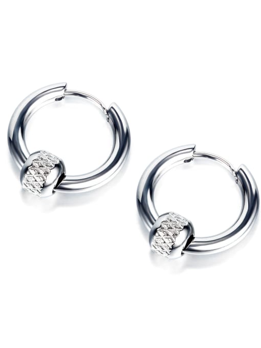 platinum Titanium Geometric Minimalist Huggie Earring