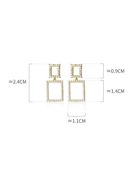 Rosh 925 Sterling Silver Imitation Pearl Geometric Dainty Drop Earring 2