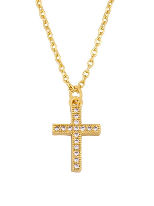 white Brass Cubic Zirconia Cross Vintage Necklace