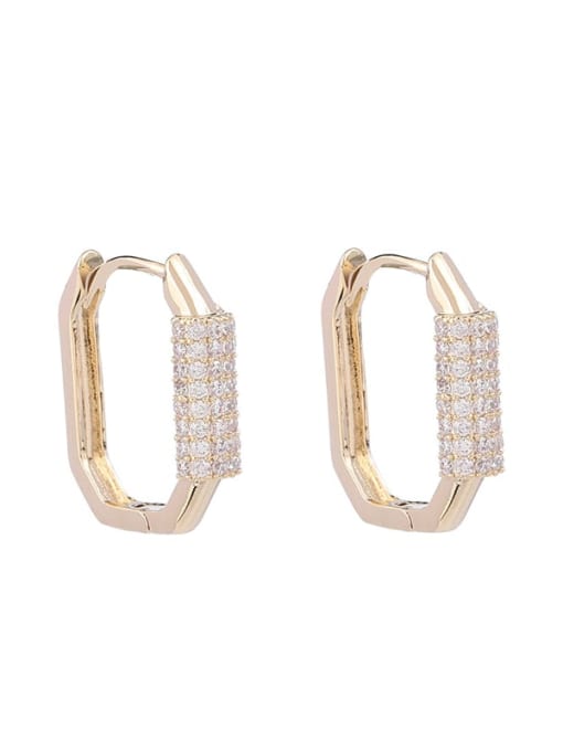 Luxu Brass Cubic Zirconia Geometric Trend Huggie Earring