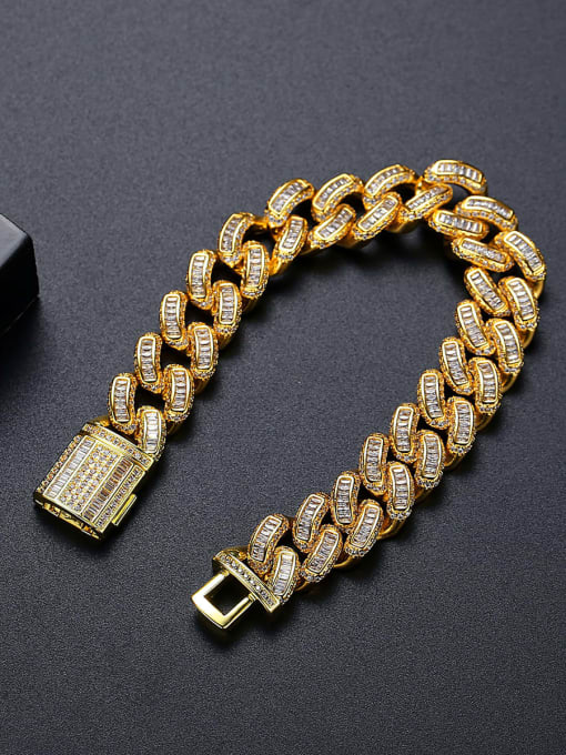 BLING SU Brass Cubic Zirconia Geometric Luxury Link Bracelet 2