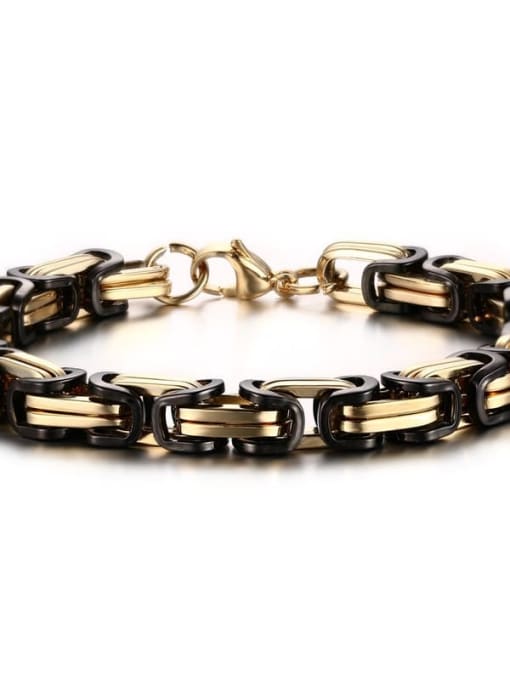 Black gold 23cm+ 8.5mm Titanium Steel Irregular Minimalist Link Bracelet