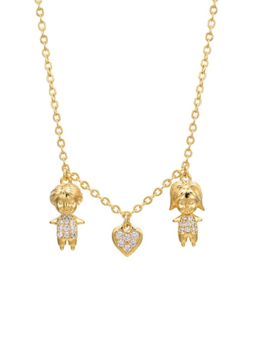 24K Gold Plated doll lover Alloy Cubic Zirconia Dainty Necklace